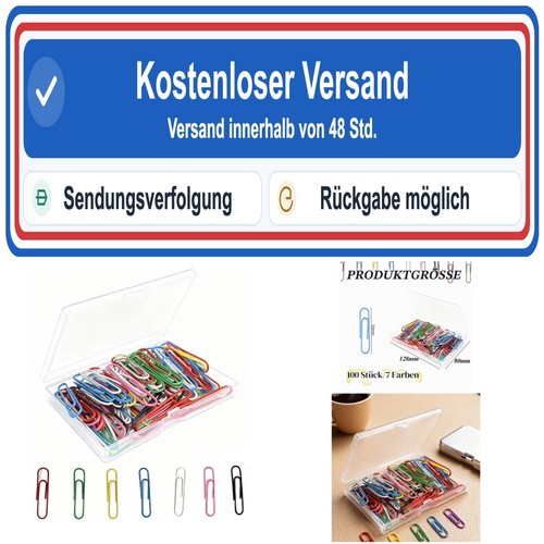 100 farbige büroklammern - 100, 50