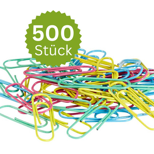 500x büroklammern 27mm - büroklammern, bunt